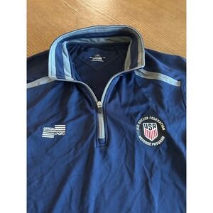 Official Sports US Soccer Referee Program Quarter Zip Pullover Navy Blue Mens M